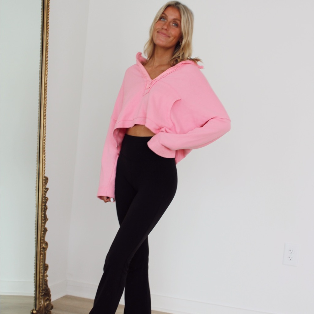 Cropped Pink Hoodie Sweatshirt